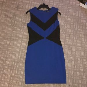 Black and blue fitted dress